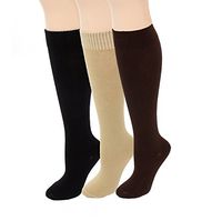 Diabetic Socks Knee High | Womens Black/Brown/Khaki Assorted 3 Pack