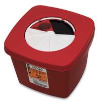 4-3/4" x 4-3/4" x 4-1/2" Red Portable Sharps Container with Rotor Lid (1/2 Gallon) (1 Container) - AB-135-73