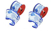 Christmas Decorative Gift and Tree Wired Ribbon 2.5"W x 9FT Spool (Pack of 2) (Blue Ornaments)