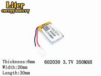 3.7V 350mAh 602030 Lithium Polymer Ion Rechargeable Battery Lithium Polymer Li-Po Battery for MP4 GPS MP3 Bluetooth Stereo DIY Gift