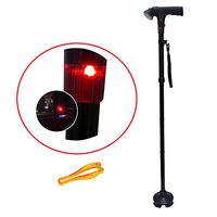 Croing Adjustable LED Walking Stick with Free Massager Roller, Folding Walking Cane with LED Light and Alarm for Seniors