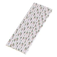 PRETYZOOM 50pcs Hawaiian Party Straws Coconut Tree Pattern Paper Straws Drinking Straws for Luau Party BBQ Decoration