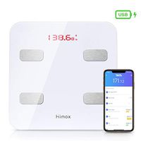 HIMOX Smart Body Fat Scale, USB Rechargeable Bluetooth Scale Bathroom Digital Weight Scale Tracks 23 Key Compositions Analyzer, 6mm-Thick Glass, 400 lbs (BS002W) (BS001W)