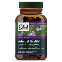 Gaia Herbs Adrenal Health Nightly Restore, Calming Sleep and Stress Support, Ashwagandha, Reishi, Cordyceps, Lemon Balm, Vegan Liquid Capsules, 120 Count