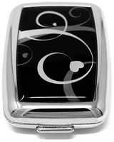 Black Heart Tonight Rectangular Curved Edges Pocket Purse Portable Travel Pill Box & Medicine Organizer (2 Compartments)