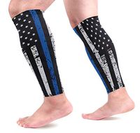 Thin Blue Line Flag Police USA Sports Calf Compression Sleeves Leg Compression Calf Sleeve for Runners Men Women (1 Pair)