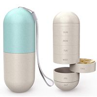 Zannaki Upgrade Enlarge Grain Fiber Moisture Proof Weekly Pill Organizer, BPA Free Travel Camping 7 Day Pill Box Case Waterproof and Portable to Hold Vitamins, Fish Oil, Supplements and Medication