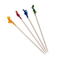 Pack of 1000 Wooden 4" Club Frill Pick Assorted Colors / Sandwich Toothpick