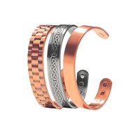 Earth Therapy, The Original Pure Copper Magnetic Healing Bracelets - Adjustable - for Men - Elegant Jewelry Gift Set of 3 in Velvet Pouch