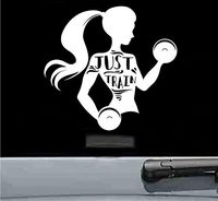 JS Artworks Just Train Fitness Vinyl Decal Sticker Gym Workout Weights (White)