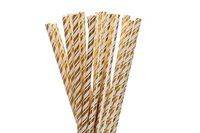 Shinny Foil Paper Straws (Gold foil large and small stripe, 100)