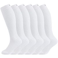 MD 6 Pairs Compression Socks (8-15mmHg) for Women & Men - Cushion Knee High Socks for Running, Medical, Athletic, Nurses, Travels, Edema, Anti-DVT, Varicose Veins, Shin Splints White9-11