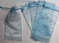 6x14 Organza Sheer Bags - Bottle/Wine Bags Gift Pouch - Light Blue (12pc/$0.90 each)