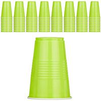 DecorRack 80 Party Cups, 16 oz -BPA Free- Plastic Soda Cups, Perfect for Birthday, Picnic, Indoor and Outdoor Event, Stackable, Reusable, Disposable Round Beverage Drinking Cup, Green (Pack of 80)