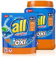All Mighty Pacs OXI Laundry Detergent, 4-in-1 with Stain Lifters, 113Count