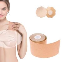 Boob Tape, Instant Breast Lift Tape, Boob Body Tape with 2 Pcs Petal Cloth Backless Nipple Cover Set (one size)