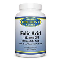 Vitamin Discount Center Folic Acid 800mcg, 200 Tablets