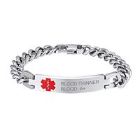 Supcare Personalized Engraved Medical ID Alert Chian Bracelet Stainless Steel Silver, Custom Free Engraving Men's/Women's Medical Emergency Symbol Chain Bracelet Jewelry…