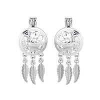 Silver Plated Dream Catcher Pearl Beads Cage ButterflyStar Locket Pendant 1PC Pretty Beautiful Simple Lovely Elegant Jewerly Aesthetic Comfortable Accessory