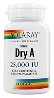 Solaray Dry Form Vitamin A 25,000 IU | Healthy Skin & Eyes, Antioxidant Activity & Immune System Function | 60 VegCaps
