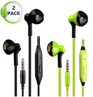 ANGORADO 2Pack Android Wired Headphones/Earbuds/Earphones Excellent Sound Insulation Best Stereo + Built-in Microphone Compatible with iPhone/iPad/Samsung Galaxy/LG/Huawei/Sony/HTC/MP3 (Black + Gree)