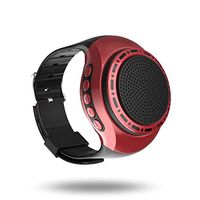 Wireless Watch Speaker Portable Wearable Sport Stereo Subwoofer Speakers with Speakerphone, Multi Function MP3 Player & FM Radio&Anti-Lost&Ultra Long Standby Time for Any Smarter Phone(Red)
