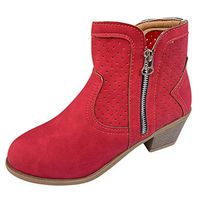 2019 Hot Womens Breathable Ankle Boots Short Combat Boots Anti-Slip Outdoor Hiking Cold Weather Work Warm Booties (Red, US:6-6.5(23.44cm/9.2"))