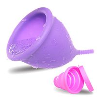 MR.A Comfortable Menstrual Cup with Easy Removal Stem-Free Pouch and Flexible Cleaner Case - Medical Grade Silicone Women Period Cup A Tampon and Pads Alternative - Small - Purple - Pre-Childbirth