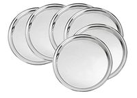 King International Stainless Steel Plates, stainless steel round quarter plate set of 6 pieces-18.5 cm, stainless steel dishes, dinner plates, camping plates set, stainless steel plates for kids