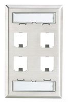 Panduit CFPL4SY 1-Gang 4-Port Faceplate, Stainless Steel