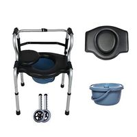 Wheel Walker Bathing Chair Walking Frame Walker Aluminum Roller Adjustable Height Folding Mobile Toilet Toilet Seat