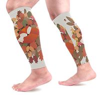 LEVEIS Autumn Cute Fox Calf Compression Sleeves 1 Pair, Leg Performance Support for Shin Splint Calf Pain Relief Men & Women Guards Sleeves for Running Cycling