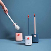 Flurries Compact Freestanding/Wall-Mounted Toilet Brush and Holder Set - Bathroom Cleaning Tool - Bowl Cleaner for Storage and Organization - Covered Brush, Splash Guard Handle (White)