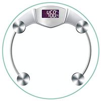 YUN HAI Non-Slip Digital Weight Scale with Temperature Measurement, Square Bathroom Body Scale with Tape Measure, Tempered Glass, LCD Display, White