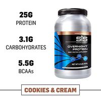 Science in Sport Overnight Protein, 25g Protein Blend, Whey Protein Isolate and Casein Protein, 2.2lb Cookies and Cream Protein - 28 Servings