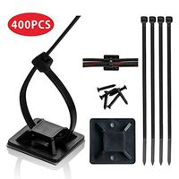 100 Pack Adhesive-Backed Mounts Cable Zip Tie Base Holders with 100 Multi-Purpose Cable Tie, Screw Hole Anchor Wire Tie Base for Cable Management Long-Term Secure