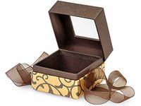 All Occasion Presentation Box - Bulk Elegant Chocolate Scroll Mini Square Box w/Ribbon 2-3/4x2-3/4x2" - (2 Packs; 18 Boxes Per Pack) - WRAPS-BFB12ECS