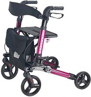 Upright Posture Rolling Walker Foldable, Junior Drive Medical 4 Wheel Walker Rollator, Compact Rolling Walker - Rollator Used for Seniors Walking,Purple