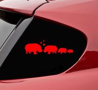 Slap-Art Hippopotamus Hippo Stick Family Love Vinyl Decal Sticker (Red)