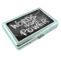 Words Have Power Em1 Hip Silver Cigarette Case Id Holder Metal Wallet 4" X 2.75" RFID Protection