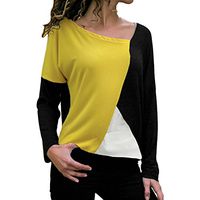 NEARTIME Women Tops, Fashion Sexy Autumn Patchwork Casual Block Blouse O-Neck Long Sleeve Loose T-Shirt