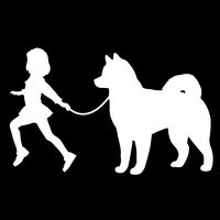 Girl Leading A Husky Dog Vinyl Decal Sticker | Cars Trucks Vans SUVs Laptops Walls Windows Cups | White | 7 X 4.3 | KCD2138