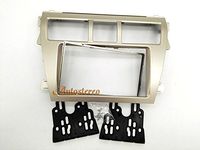 Autostereo Car Stereo Radio Fascia, Facia Panel Complete Fitting Kit for TOYOTA Vios 2007-2012 Belta 2005-2008 Yaris Sedan 2006+ Silver Car Radio Stereo Facia Frame Gold color