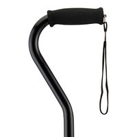 NOVA Designer Walking Cane with Offset Handle, Lightweight Adjustable Walking Stick with Carrying Strap, Black