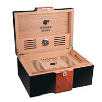 Humidors 150 Cigar Cigar Portable Portable Cigarette Case Equipped with Humidifier and Hygrometer (Color : Black, Size : 17.525.537cm)