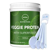 MRM Veggie Protein Powder with Superfoods, Vegan and Non-GMO, Vanilla 20.1 oz Bundle with a Lumintrail Measuring Spoon Set