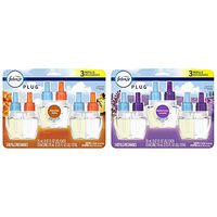 Febreze Odor-Eliminating Plug in Air Freshener Scented Oil Refill, Hawaiian Aloha, 3 Count & Odor-Eliminating Plug in Air Freshener Scented Oil Refill, Mediterranean Lavender, 3 Count