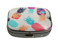 PTCRMG Pineapple Fruit with Happy Vibrant Colors Image Custom Unique Pill Box Case Tablet Medicine Pocket Purse Travel Pill Vitamin Decorative Box Case Holder