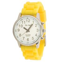 Ladies Touch Talking Watch - Large Face - Yellow Rubber Band