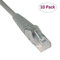 Tripp Lite (N201-003-GY) 10-Pack 3-Ft Gray Cat6 RJ-45 Male to RJ-45 Male Network Cable